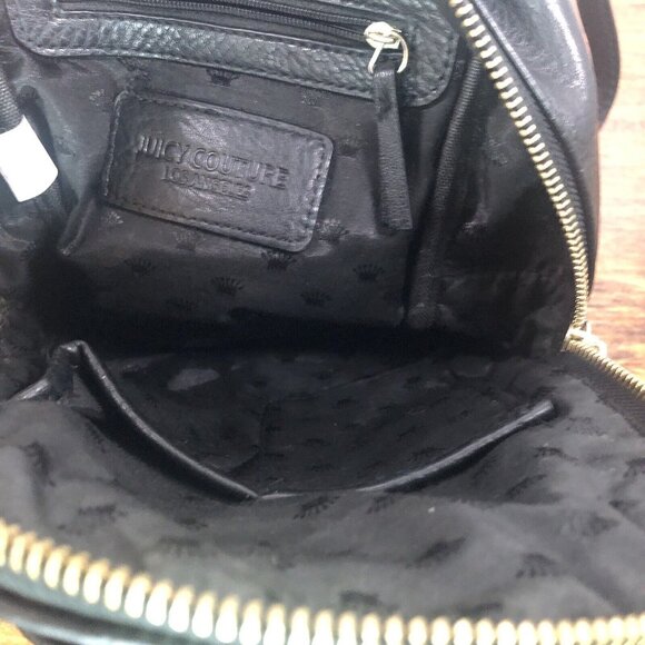 Juicy Couture Black Leather‎ Womens Purse Saddle Crossbody Bag Messenger - Picture 3 of 6